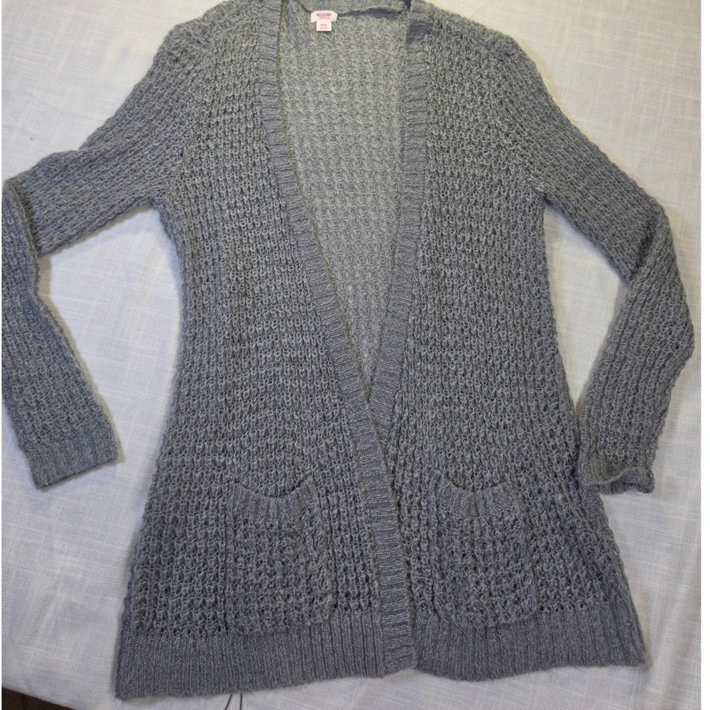 Mossimo Supply Co Gray Open Front Textured Knit Cardigan Sweater Womens Medium - Picture 1 of 12